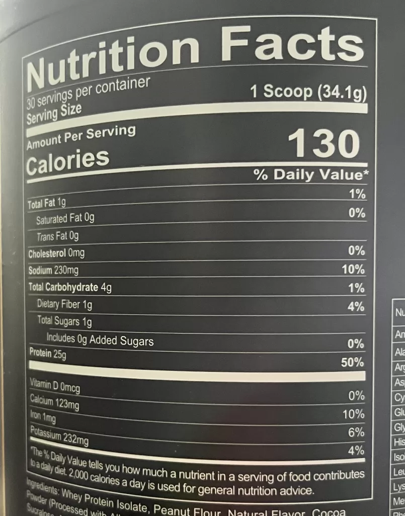 Nutrition Facts, Isotope by Redcon1