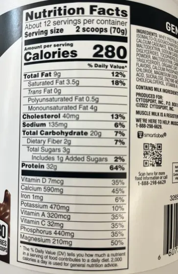 Genuine Muscle Milks Nutrition Facts