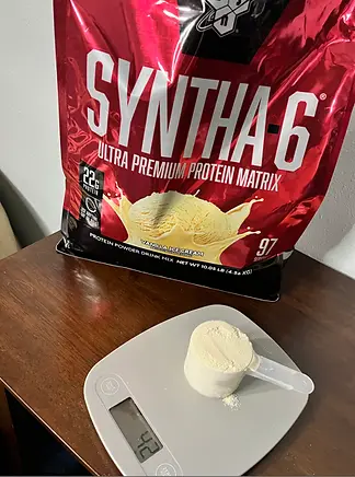 Big scoop for Syntha-6 whey protein, but you get one serving.