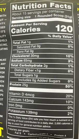 Ascent Protein nutrition label review