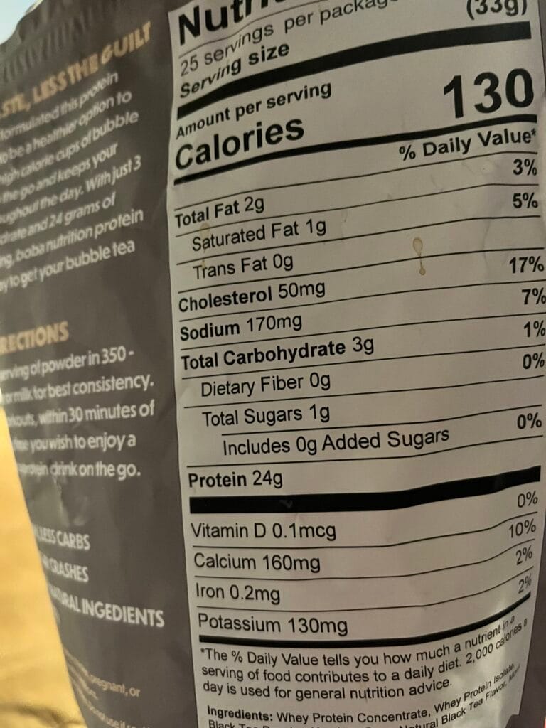 Boba Nutrition Milk Tea Powder