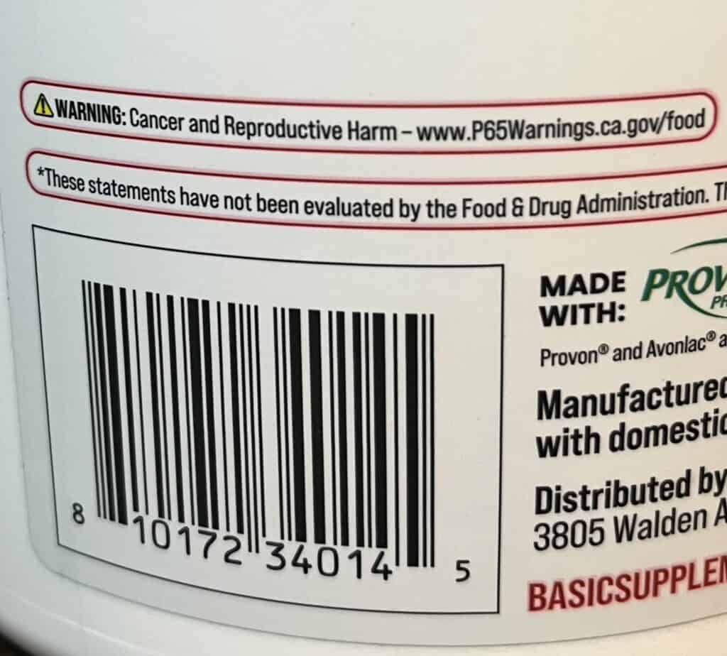 prop 65 protein warning