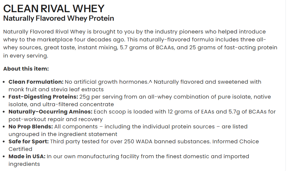 Rival Nutrition Whey Isolate